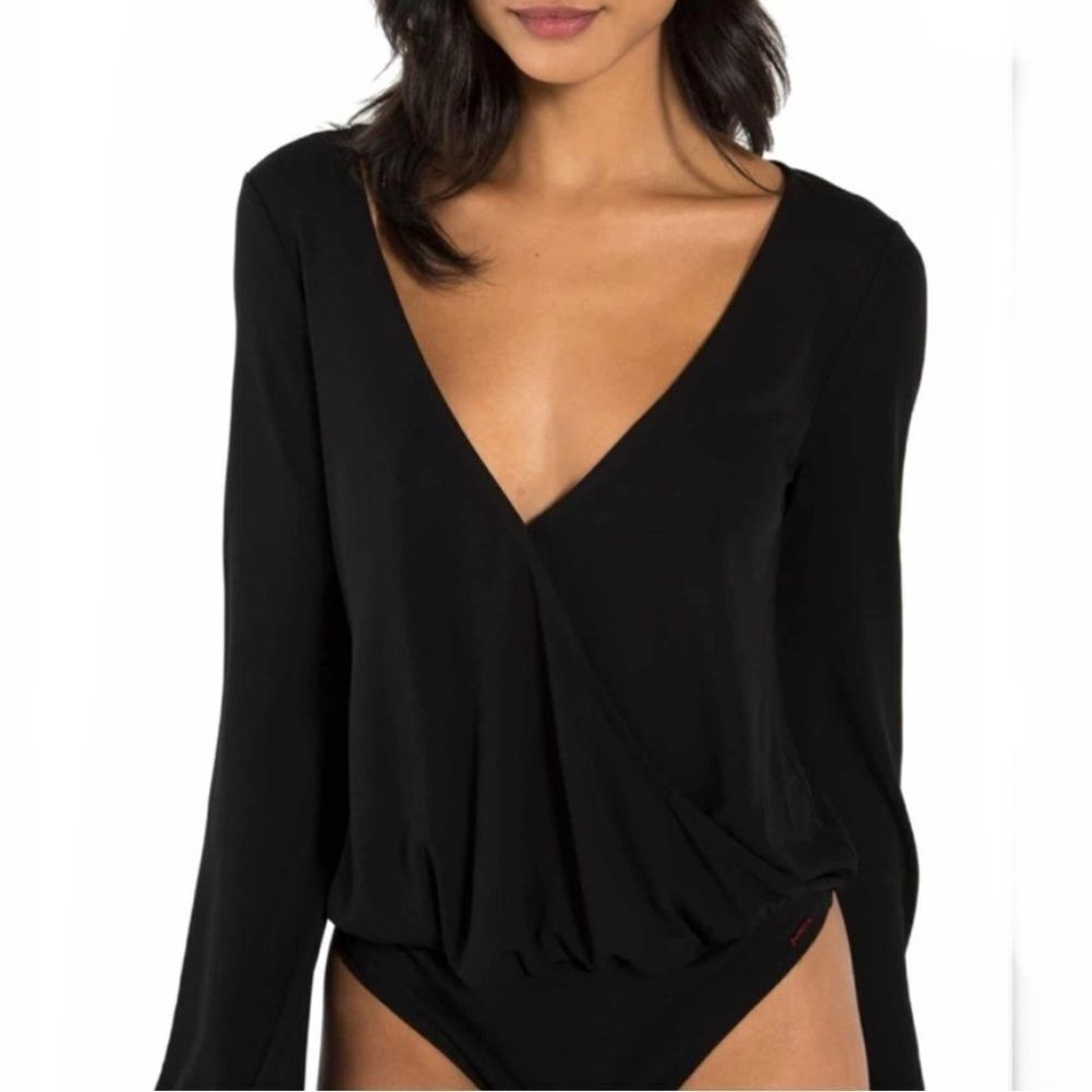 N:PHILANTHROPY | NEW Black Wrap Front Bodysuit Long Sleeve Women’s Size S & L